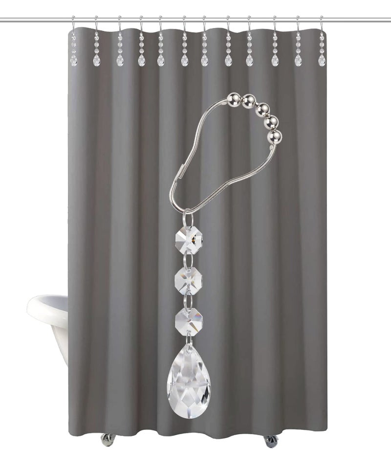 Yapicoco Shower Curtain Hooks Rings for Bathroom  12PCS Water Drops Crystal Bead Stainless Steel Rust Resistant Clear Shower Curtain Rings for Shower Curtains  Kitchen Utensils  etc. - Image 5